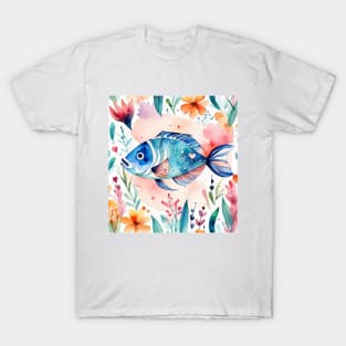 Cute floral fish gift ideas fish tees kids fish tees fish gift fish tote bag T-Shirt